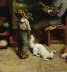 Het atelier van de schilder, een echte allegorie, 1855 (detail)